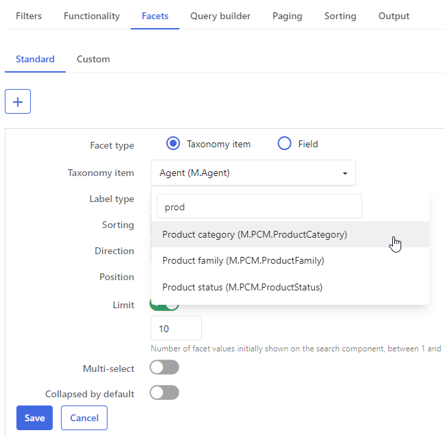 Sitecore Content Hub - Show products as a facet filter in search